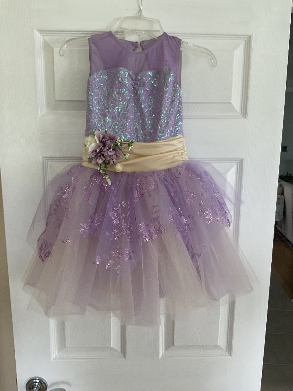 Girls Ballerina Dance Performance Costume Lavender & Cream Size 8/10